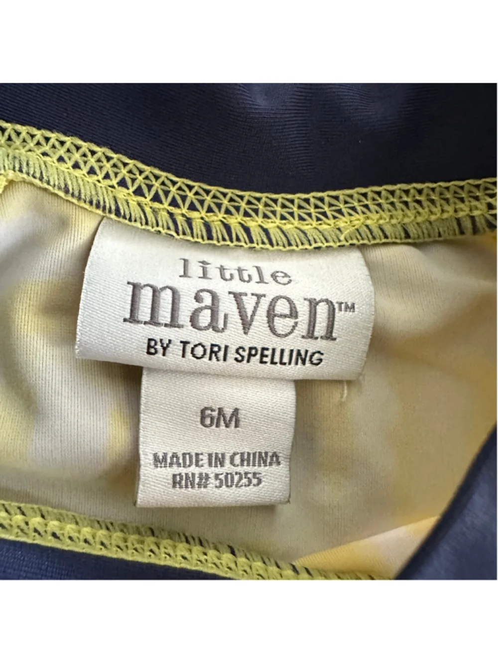 Little Maven by Tori Spelling Rash Guard Baby 6 Months Yellow Blue Swim Shirt
